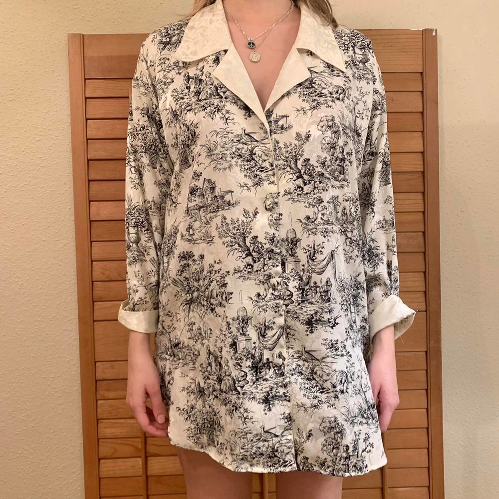 Vintage 90s Victoria's Secret Gold Label Renaissance Print Robe Small
